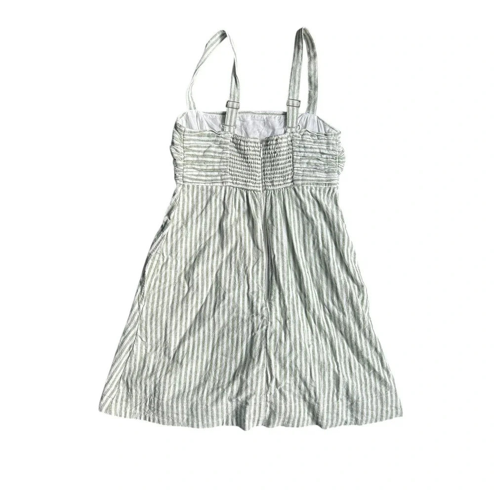Abercrombie & Fitch Emerson Green Striped Linen Blend Mini Dress Women's Small